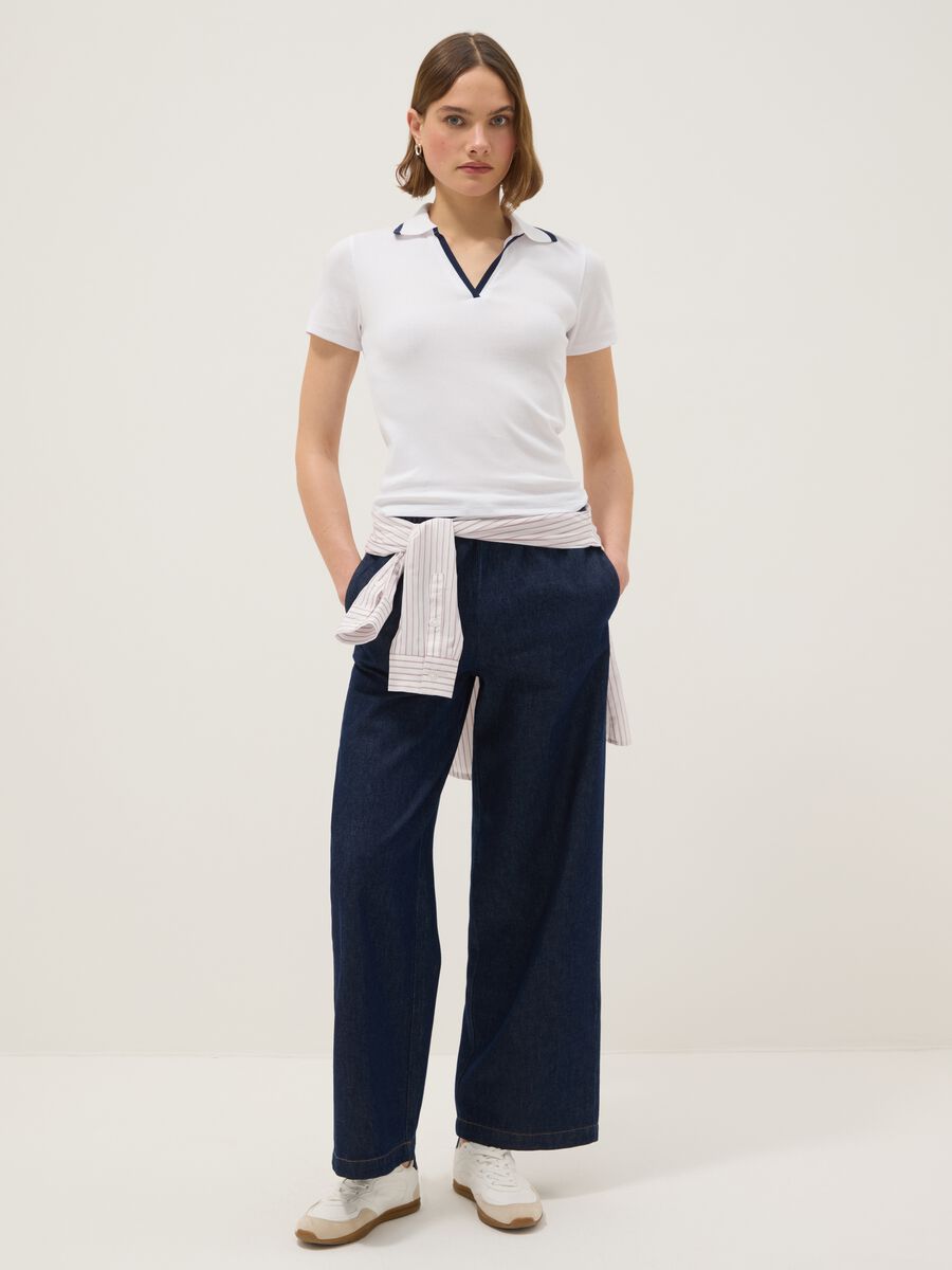 Pure Cotton Blue Denim Jogger Trousers Regular Fit_0