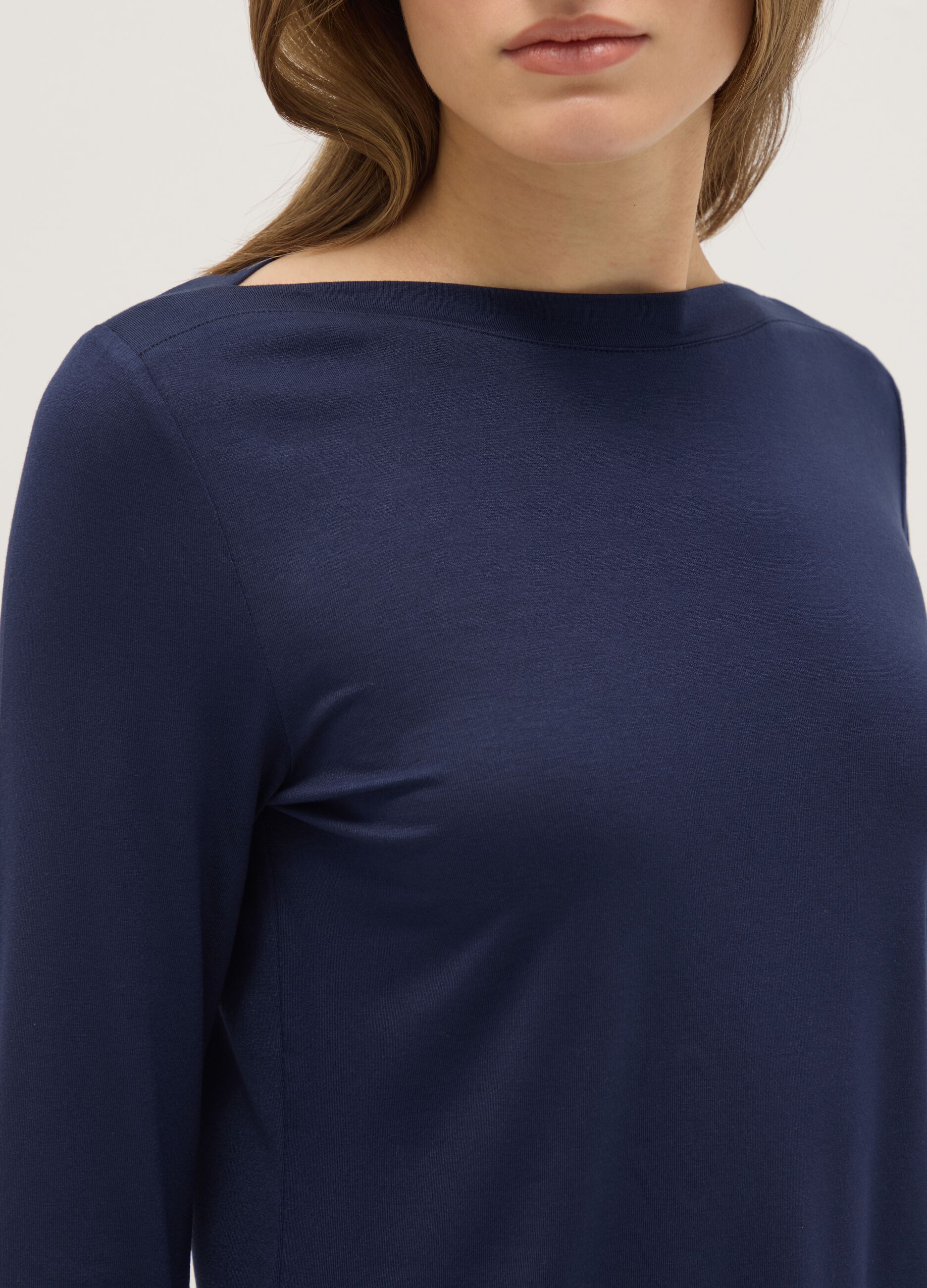 Blue long sleeve crew neck T-shirt regular fit
