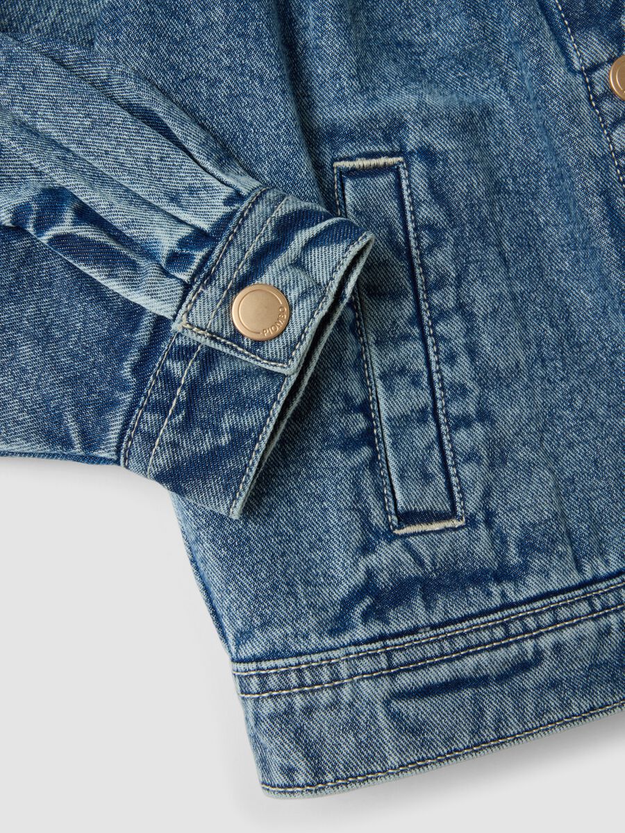 Blue pure cotton jacket with buttons for girls_4