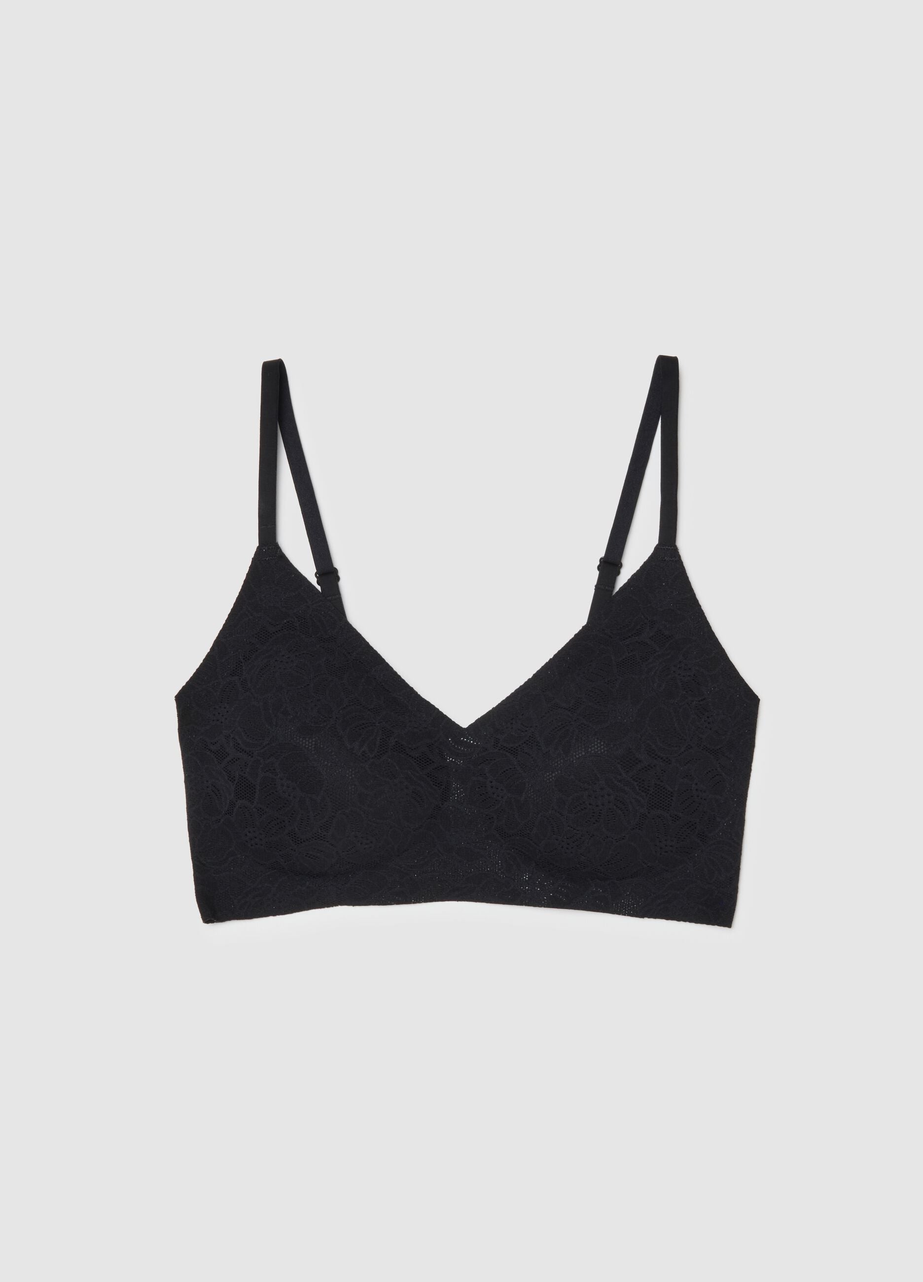 Black Lace Bra with Removable Padding