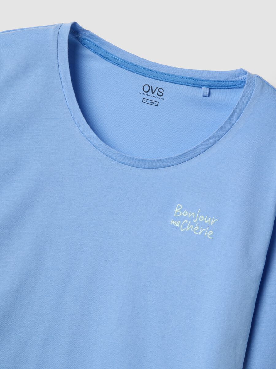 Sky blue pure cotton regular fit pyjamas with ruffles_5