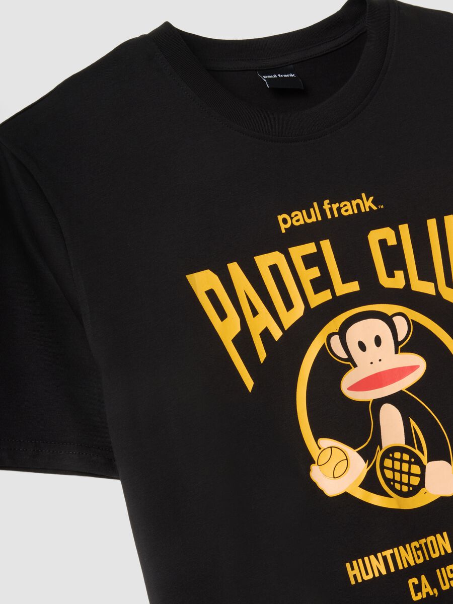 Black printed T-shirt in pure cotton, regular fit_5