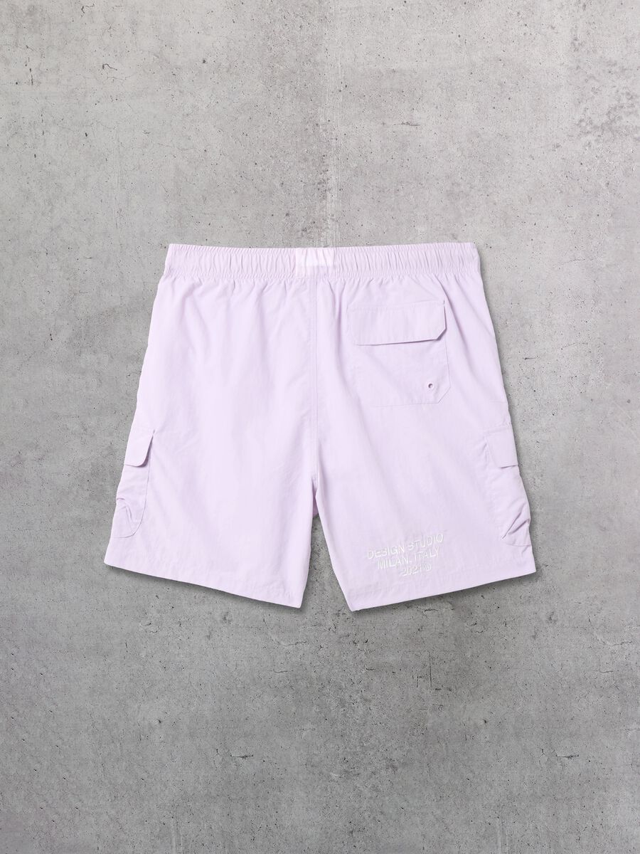 Pastel Lilac Cargo Swim Shorts_5