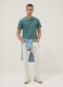 Green pure cotton V-neck regular fit T-shirt_1