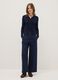 Slim Fit Ribbed Blue Cardigan with Polo Collar_1