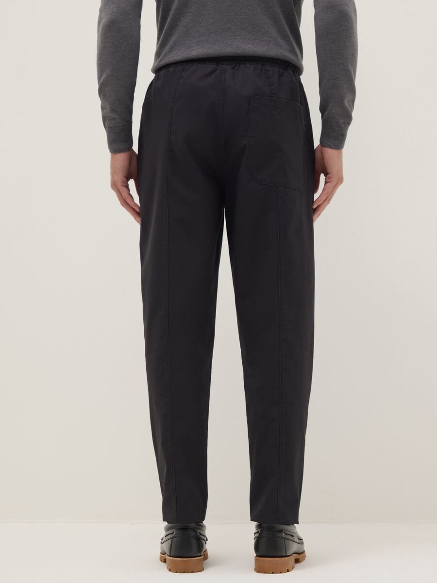 Black slim fit cotton chino trousers_2