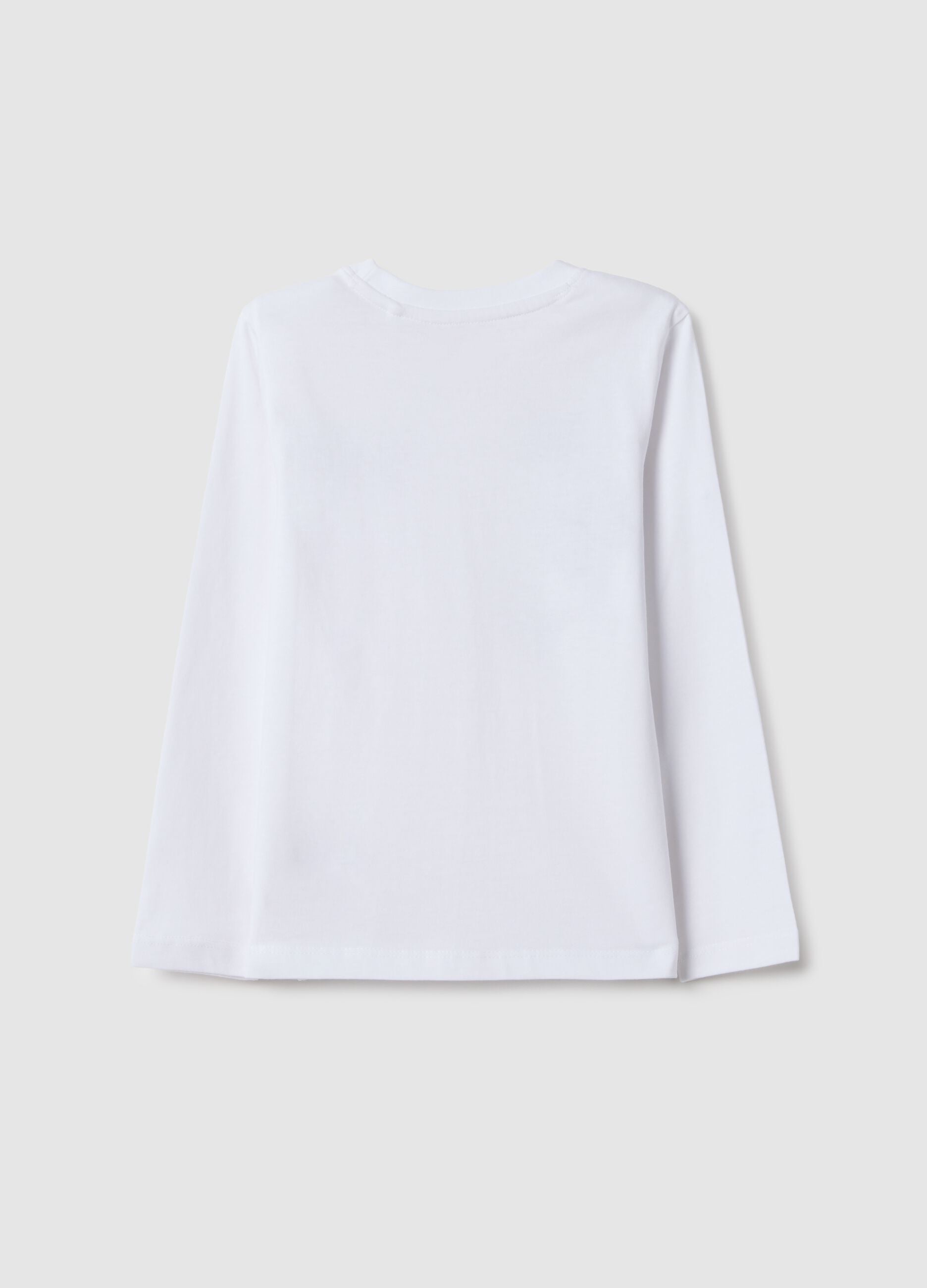 Girls' white pure cotton T-shirt regular fit with prints