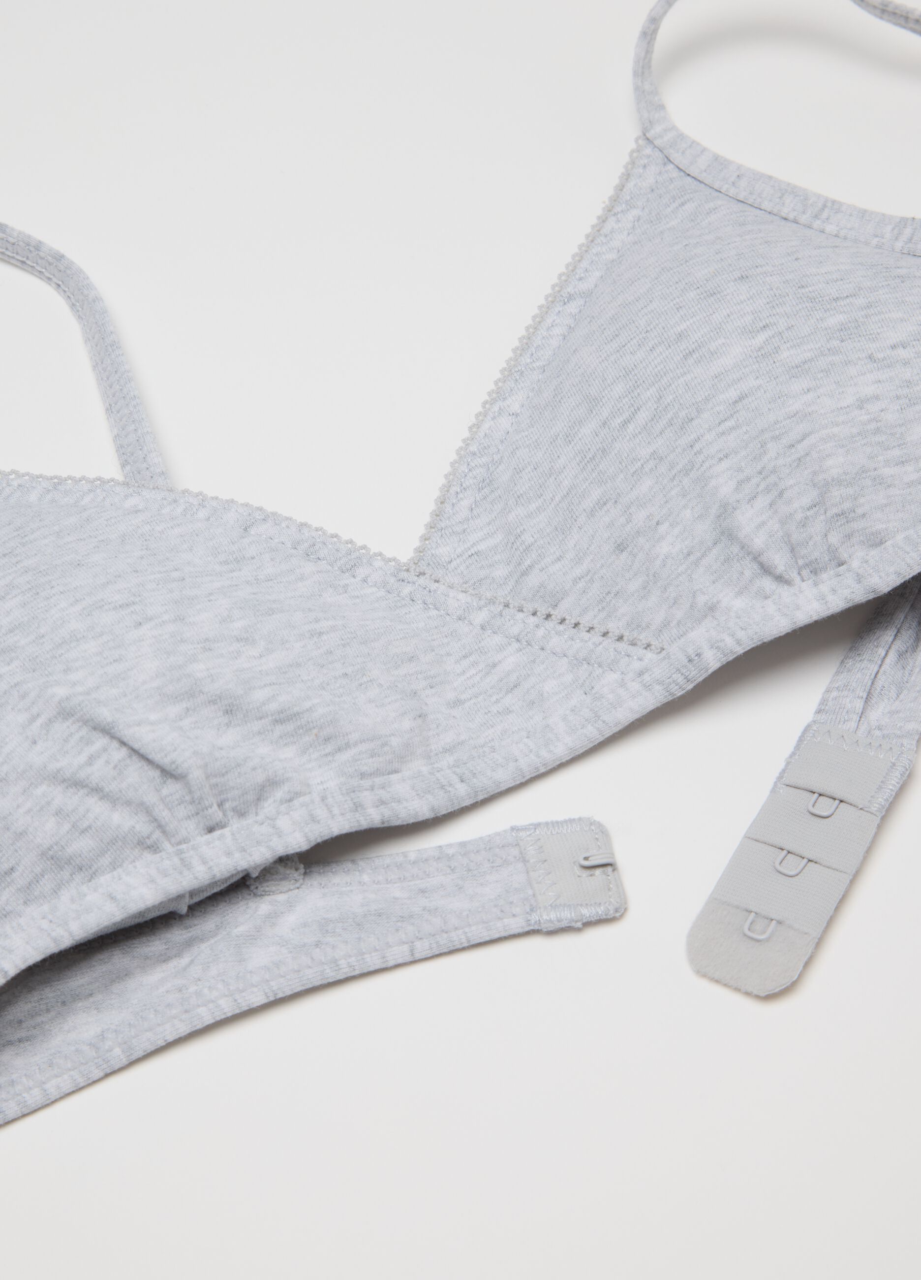 Grey Stretch Cotton Girls' Triangle Bra