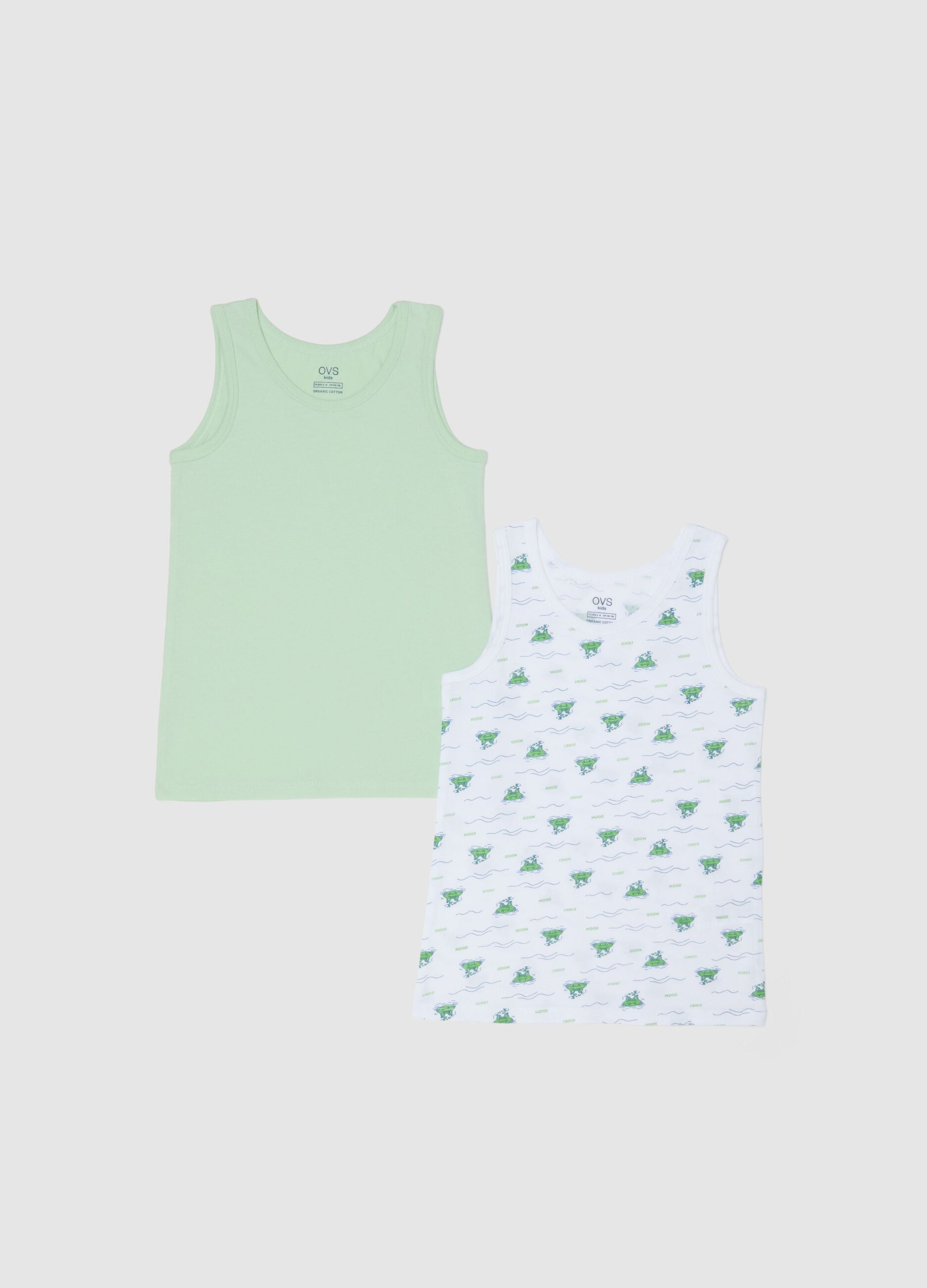 Two-pack of multicolour pure cotton vests for children in regular fit