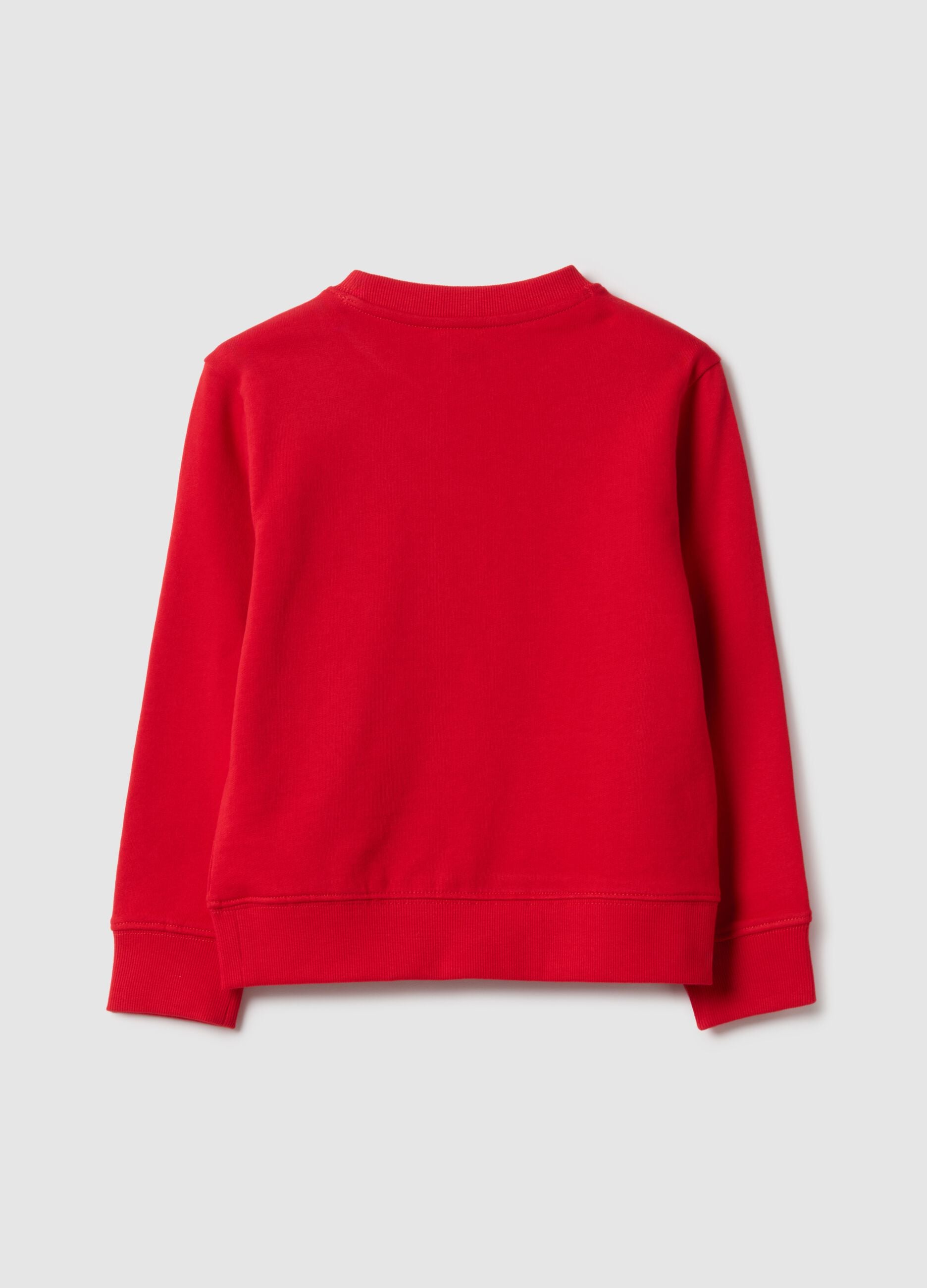 Kids' red crew neck sweatshirt in pure cotton regular fit