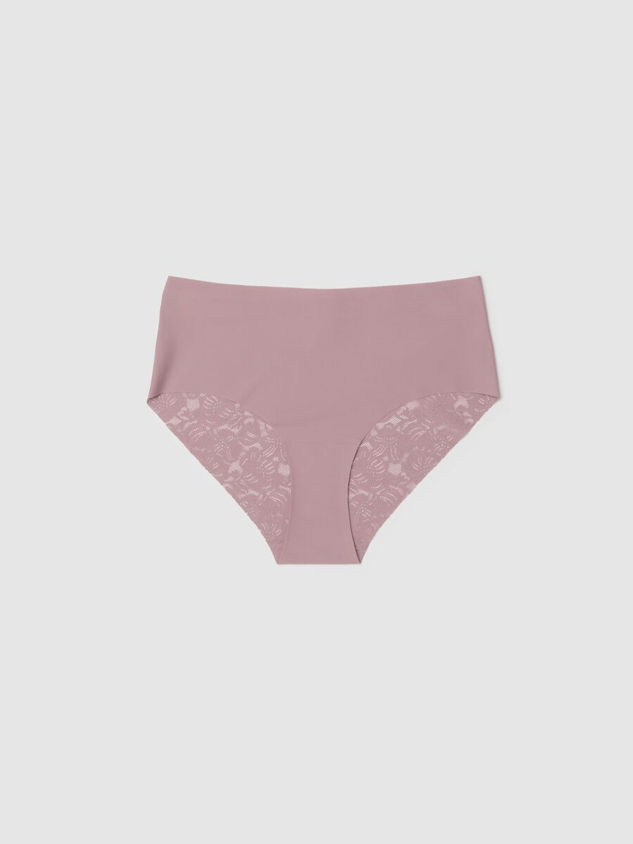 High-waisted pink stretch lace briefs_4