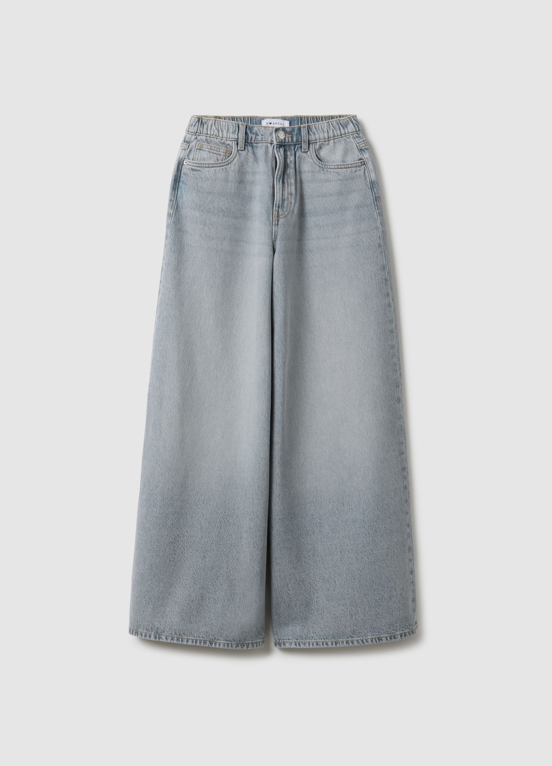 Pure grey denim cotton wide leg jeans