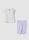 Purple and white pure organic cotton set with floral top and leggings_1