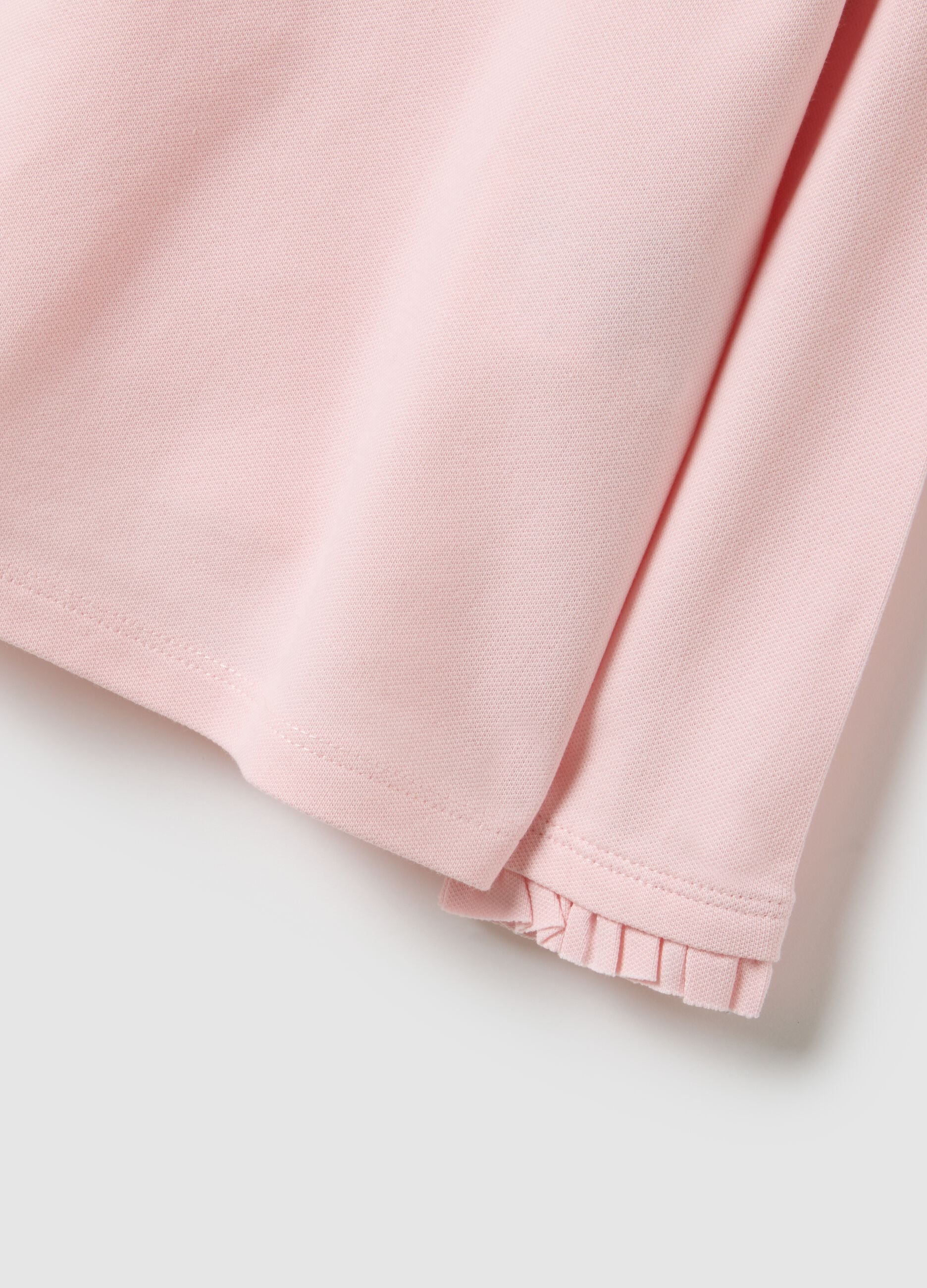 Girls' pink polo with ruffles in stretchy cotton regular fit