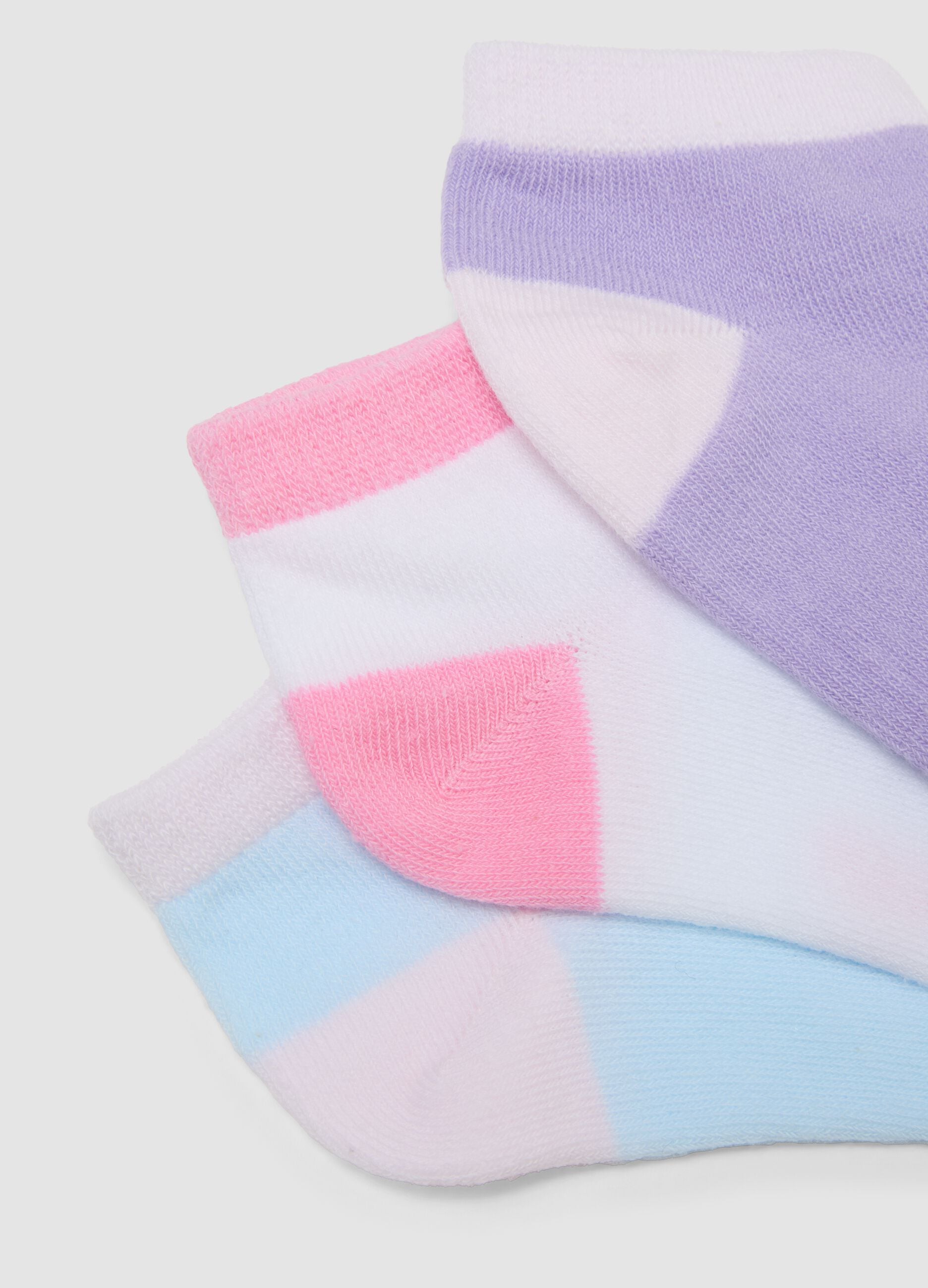 Girls&rsquo; multicolour organic cotton blend ankle socks multipack