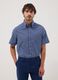 Blue short-sleeved regular-fit checked shirt, easy iron_0