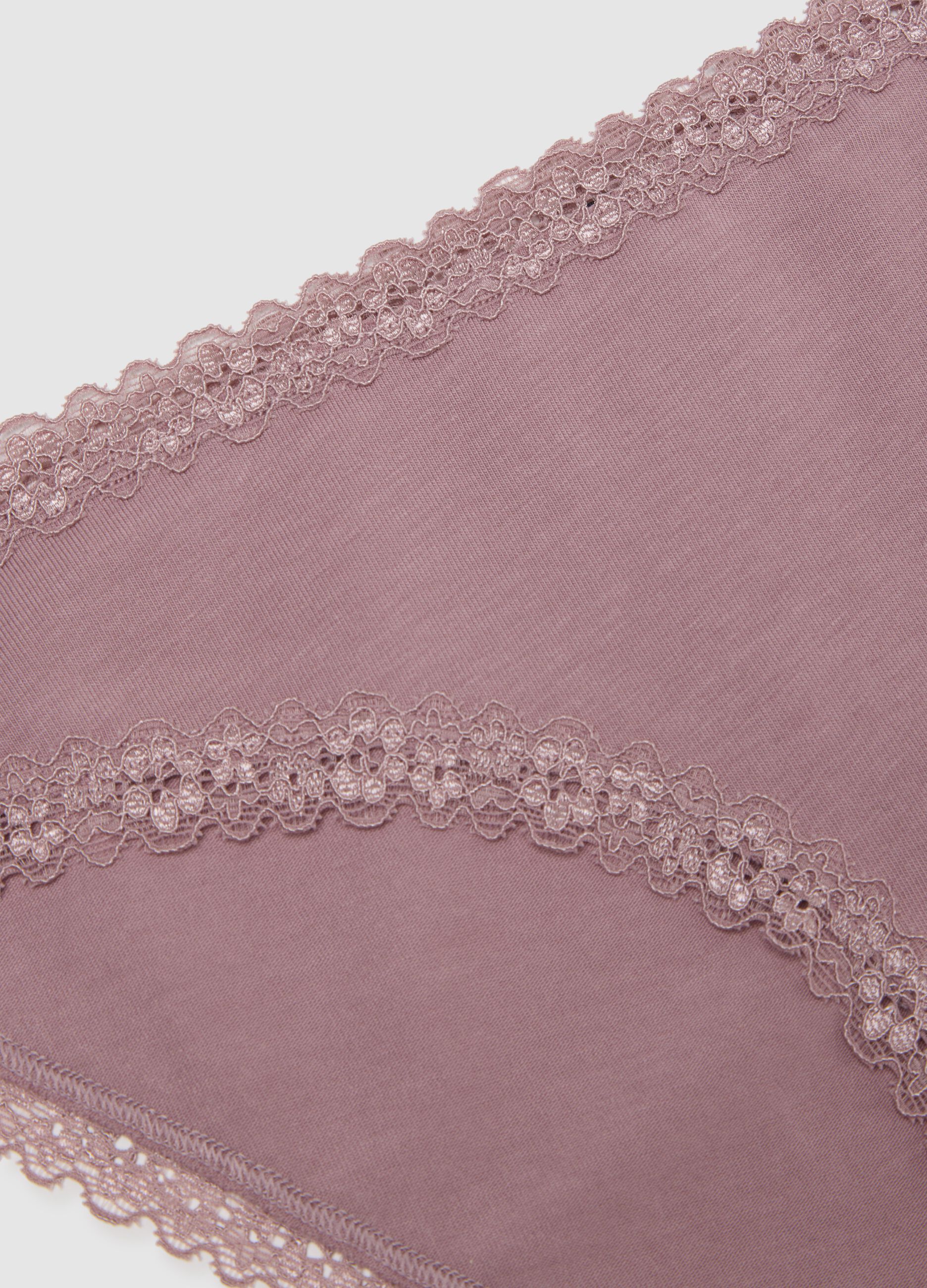 Regular fit pink stretch cotton briefs with lace