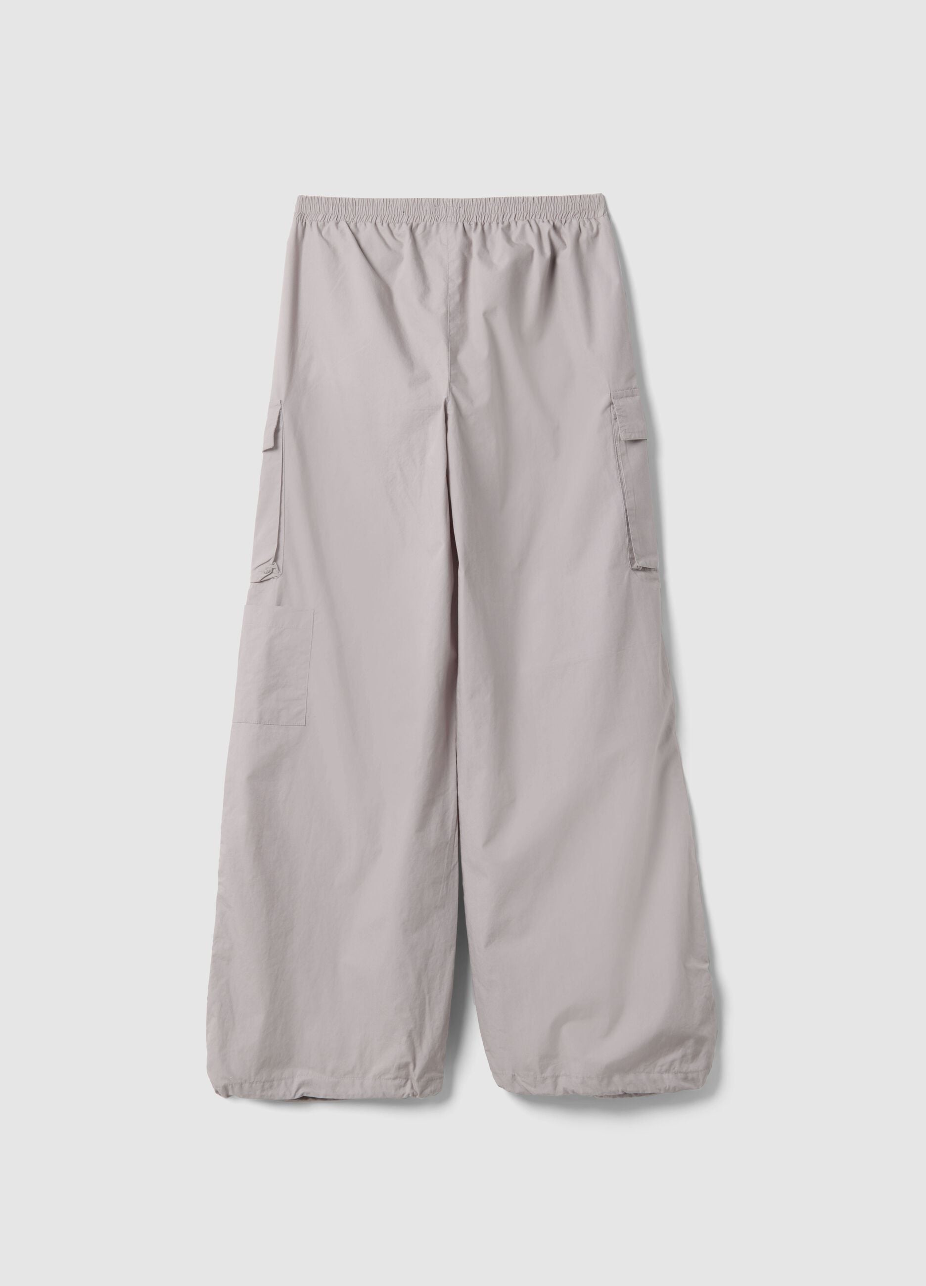 Girl's regular fit grey pure cotton cargo trousers