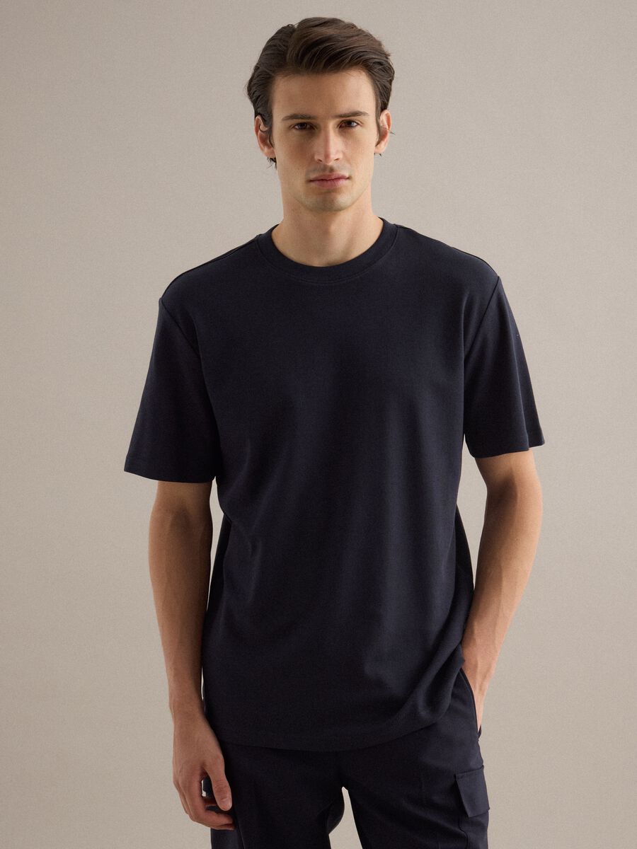 Black pure cotton crew neck T-shirt regular fit_1