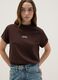 Brown pure cotton regular fit t-shirt with print_0