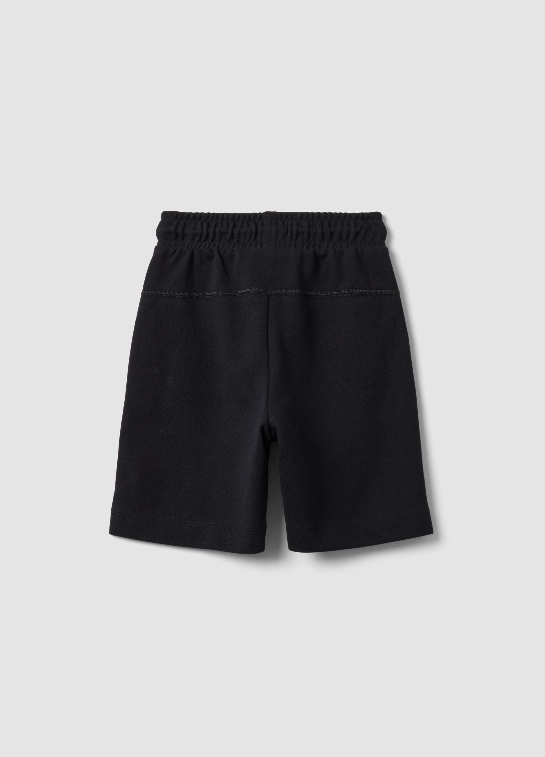 Blue cotton-blend Bermuda shorts with elasticated waist