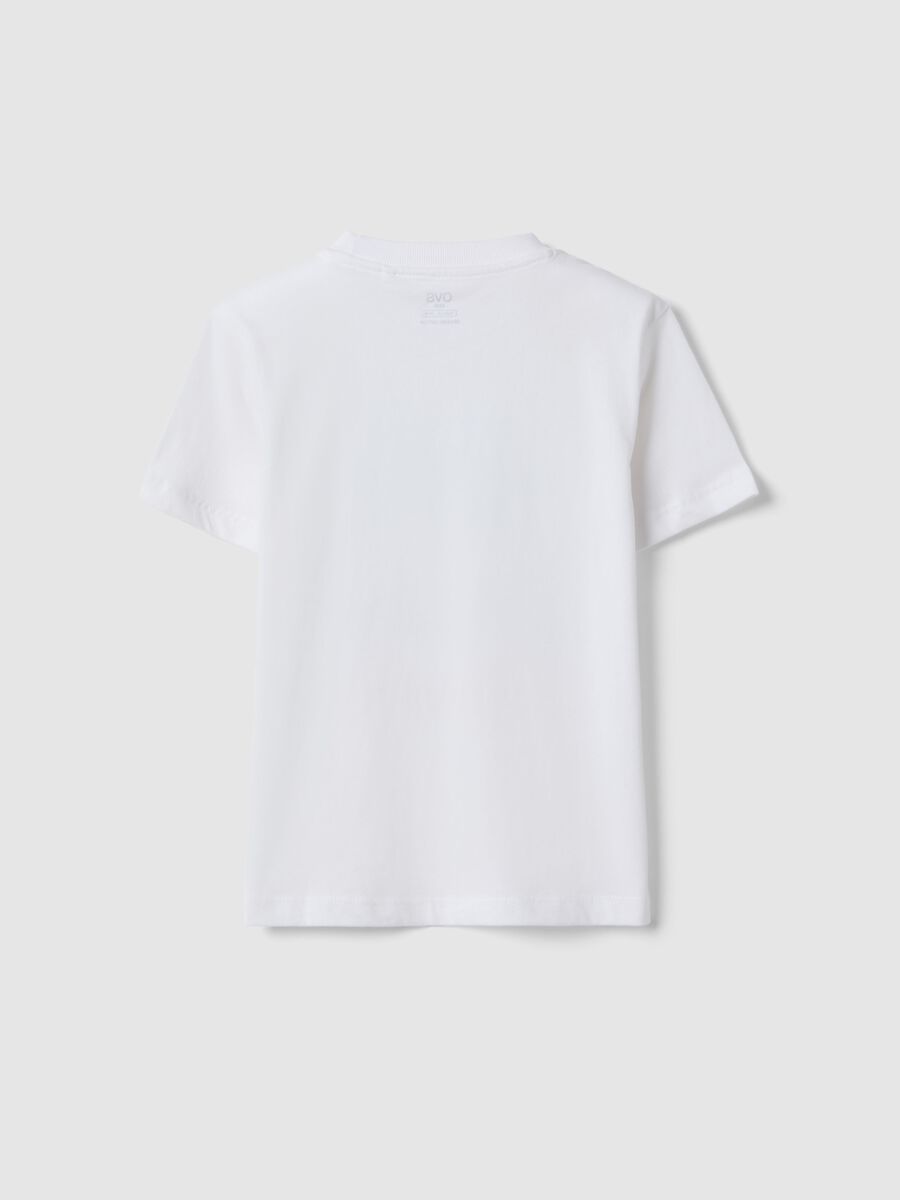 Children's white pure cotton t-shirt regular fit with palm print_1