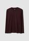 Brown long-sleeved pure organic cotton crew-neck T-shirt_0