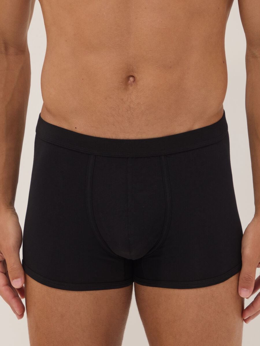 Tripack di boxer neri in cotone extrafine elasticizzato_1