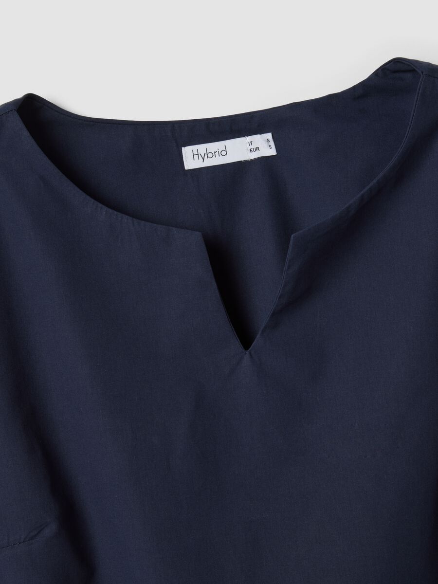 Blue pure cotton midi dress with oversized fit_5