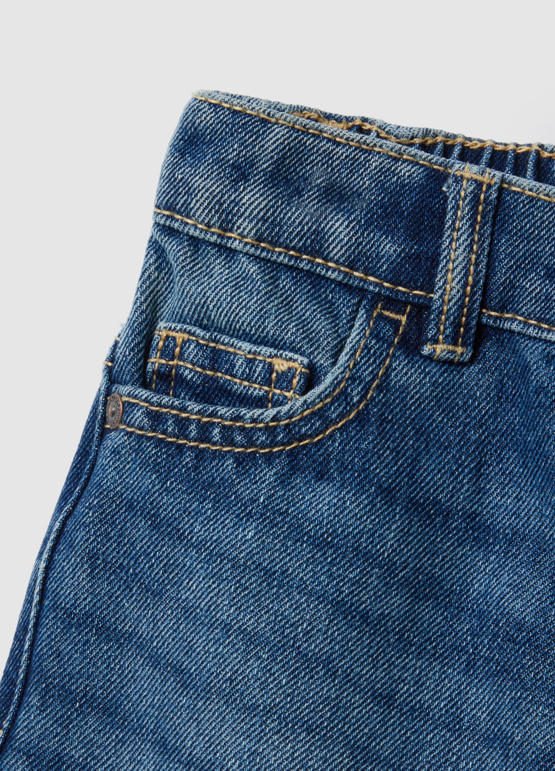 Children's blue cotton blend baggy jeans with oversized fit