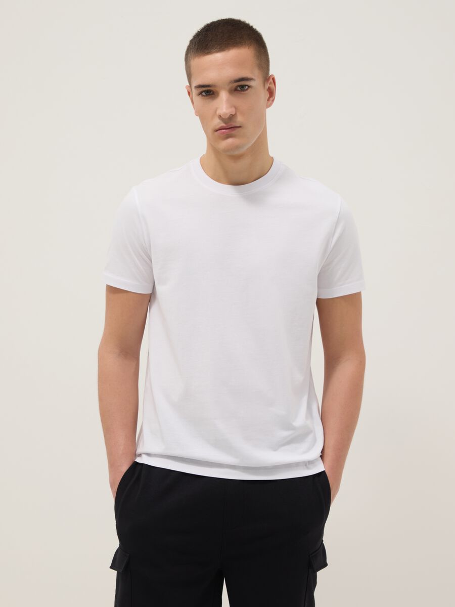 White pure cotton short-sleeve T-shirt_0