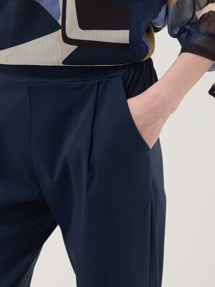Blue stretch viscose trousers, regular fit_3