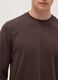 Regular fit stretchy cotton long sleeve brown t-shirt_3