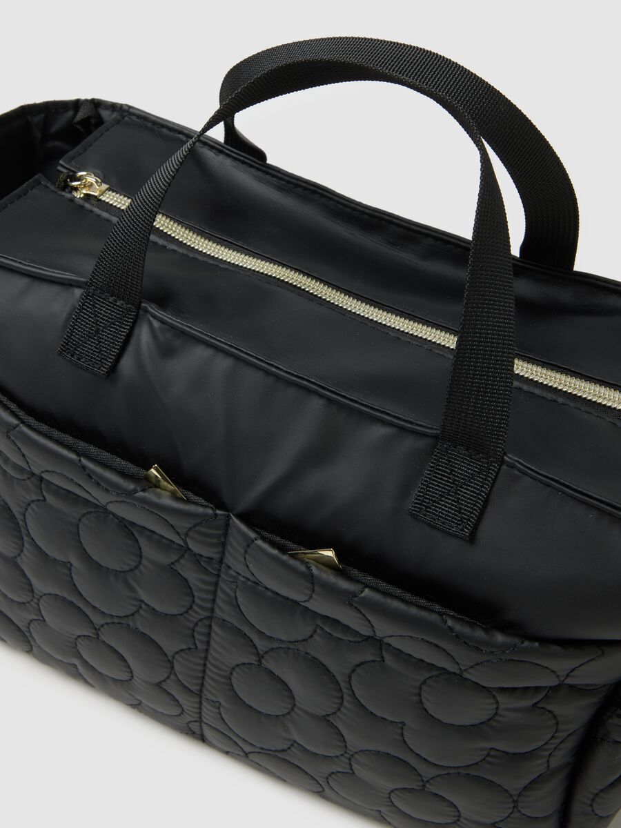 Black Shoulder Bag with Floral Details_1