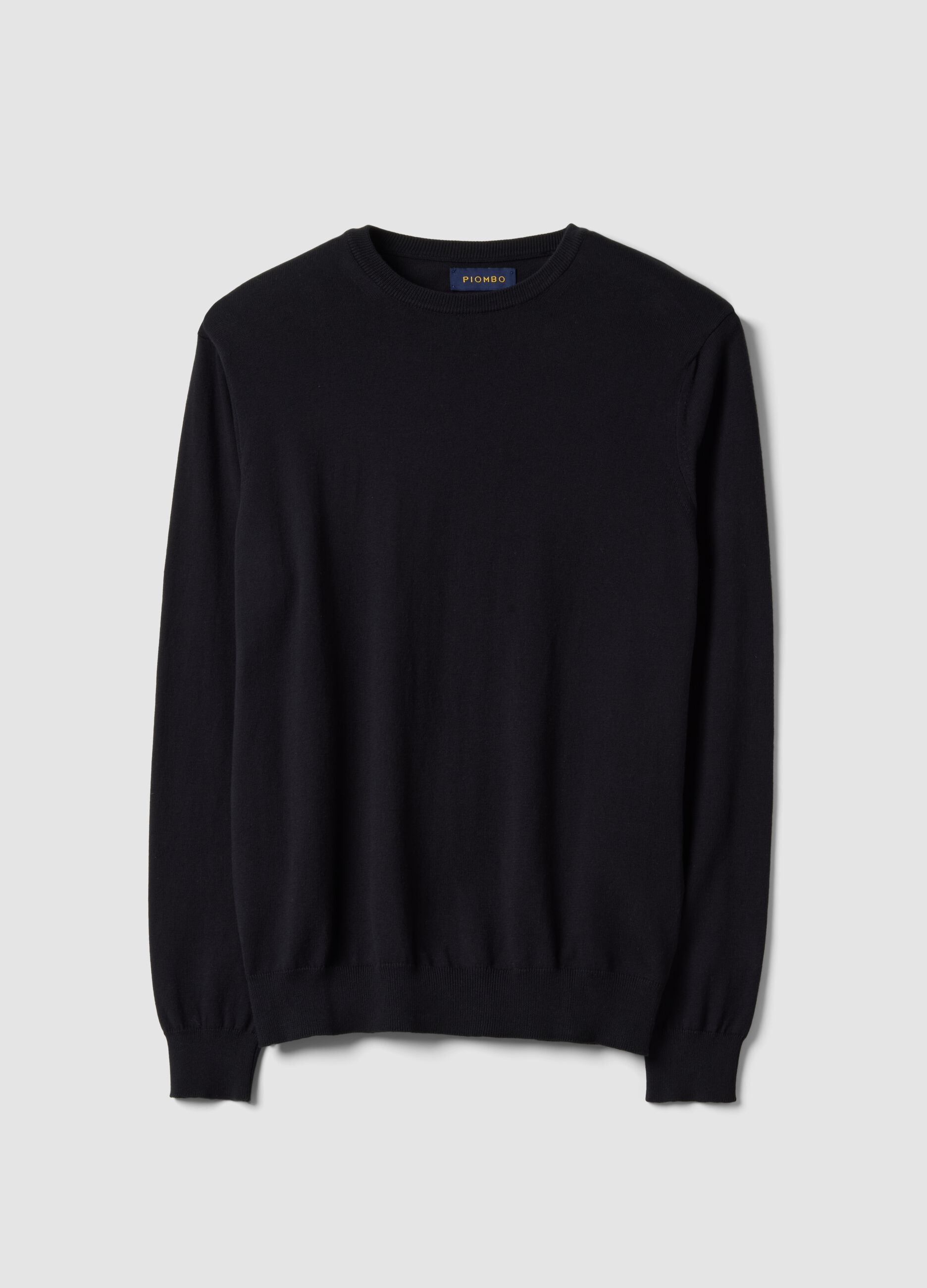 Black sweater in pure cotton