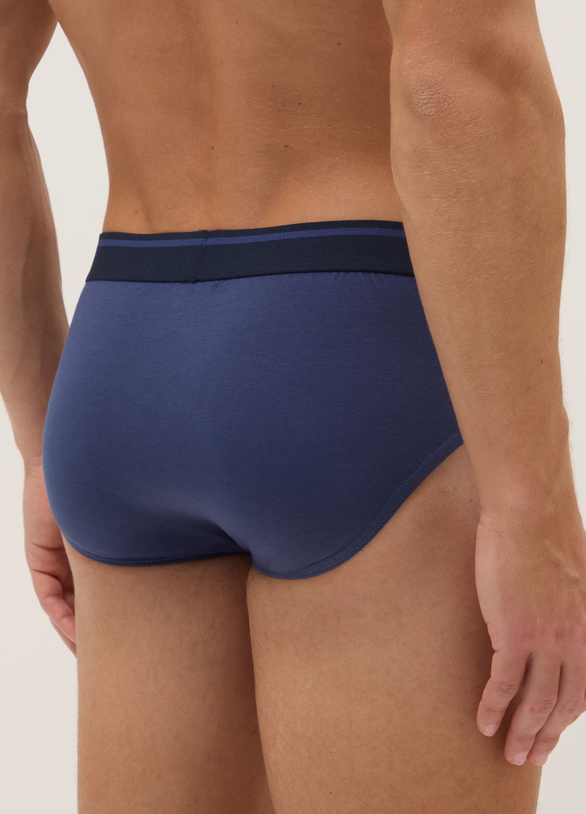 Tripack of blue stretch cotton briefs regular fit
