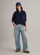 Long-sleeve blue polo shirt in pure cotton regular fit_1