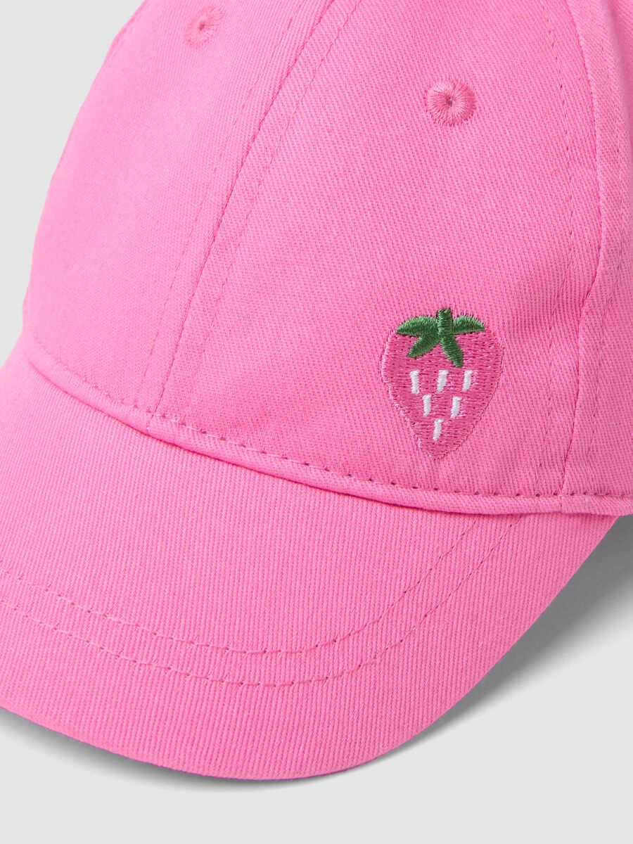 Pink pure cotton baby girl's cap with strawberry_1