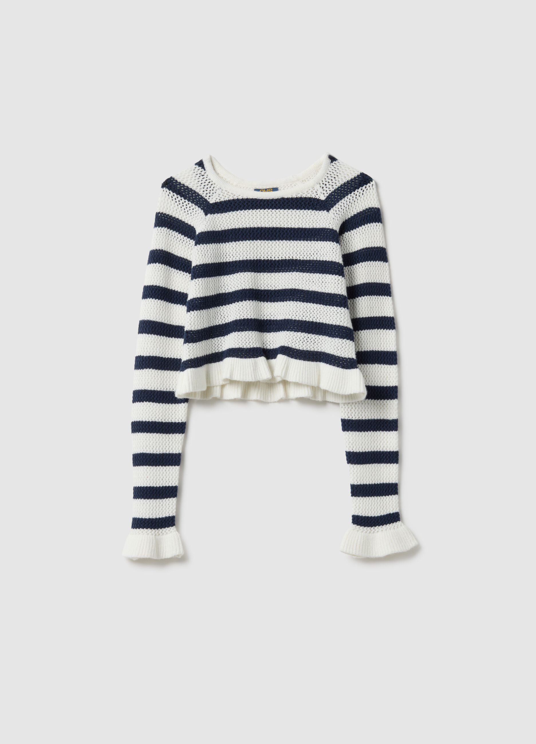 Girl's multicolour striped viscose blend fitted top