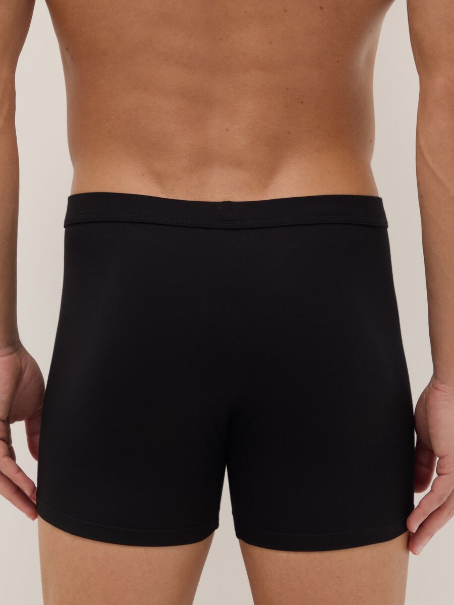 Two-pack of black midi boxer briefs in stretch Supima cotton, regular fit_2