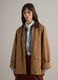 Regular fit brown cotton blend jacket with contrast collar_1