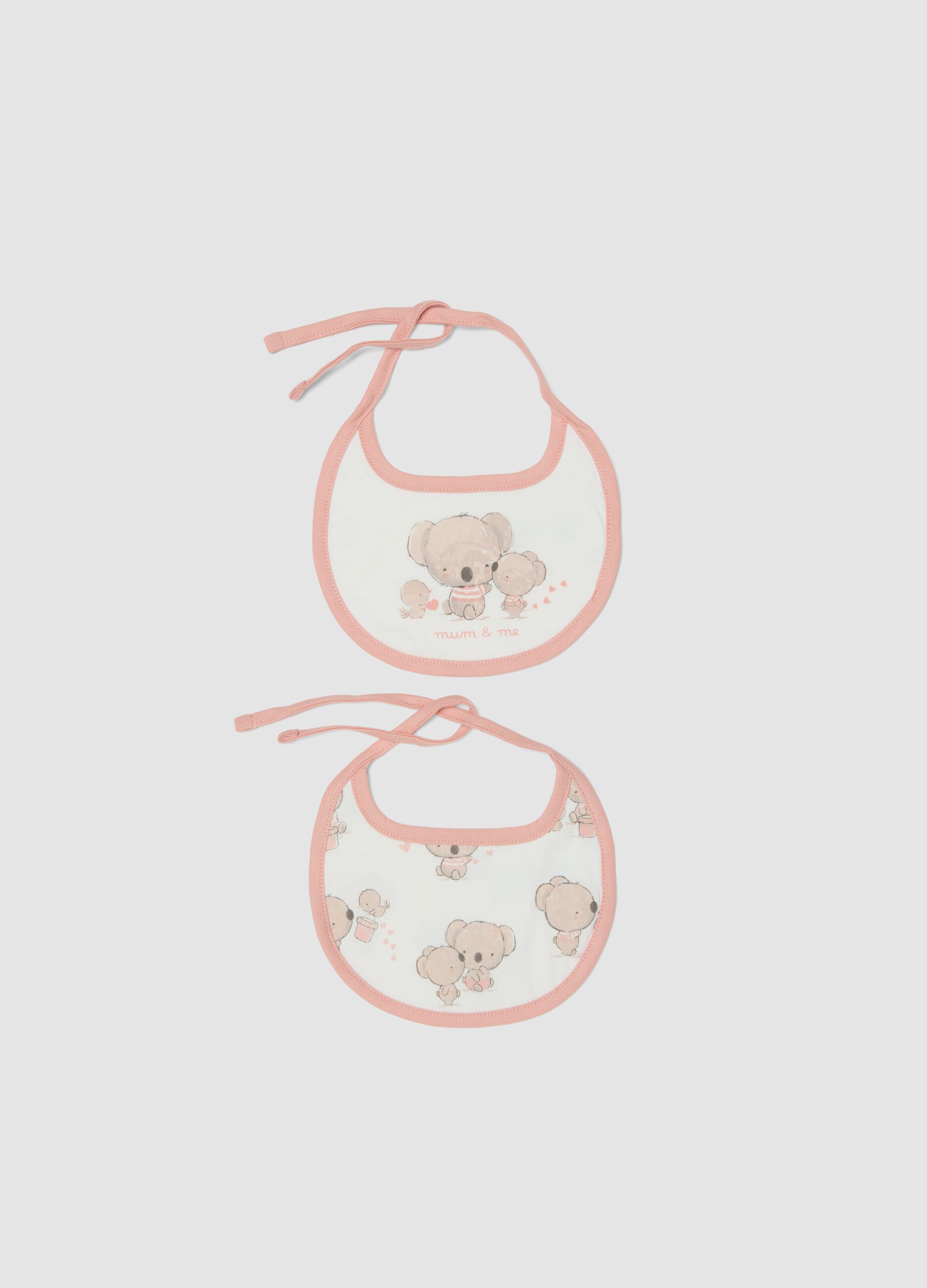Multipack of colourful pure cotton baby bibs with ties