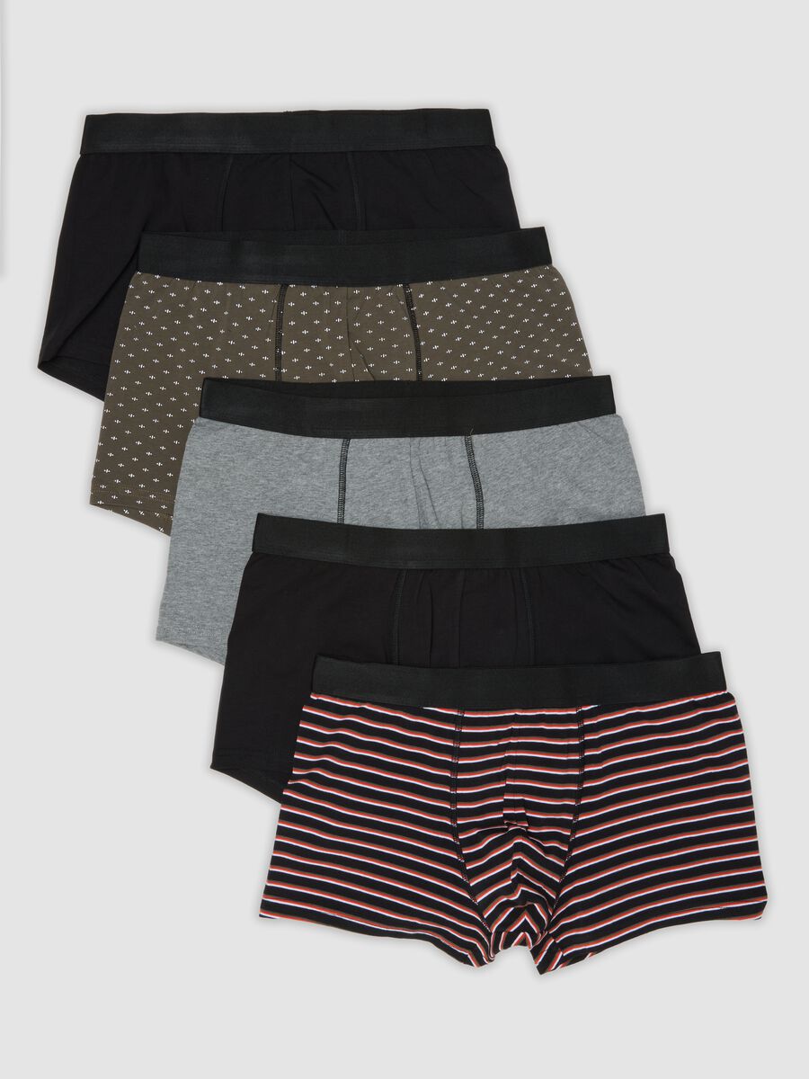 Multipack di cinque boxer multicolor in cotone organico a righe_4