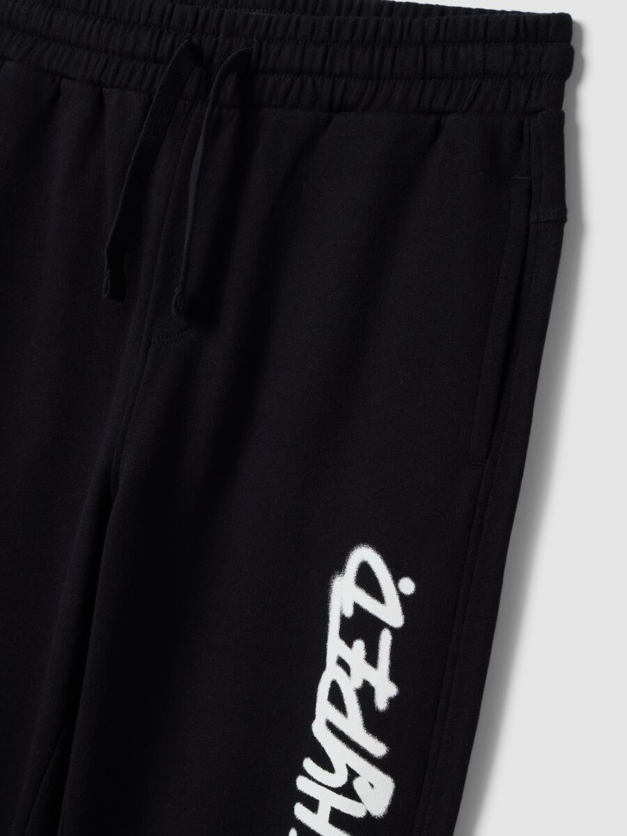 Blue oversized pure cotton joggers with &ldquo;Get Hyped&rdquo; slogan for boys_2