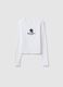 White stretch cotton slim fit girl's top with print_3