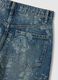 Wide leg blue denim pure cotton jeans with floral design_5
