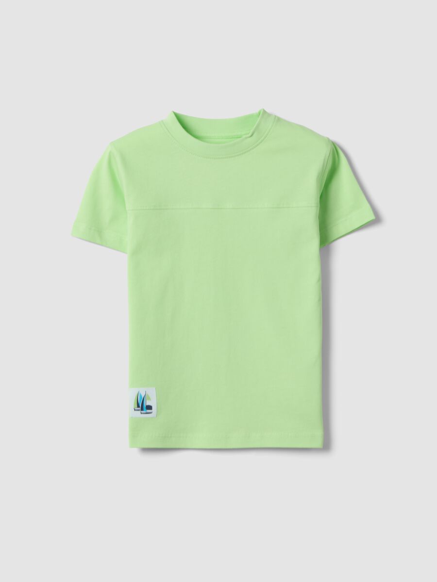 T-shirt verde in puro cotone da bambino oversize fit_0