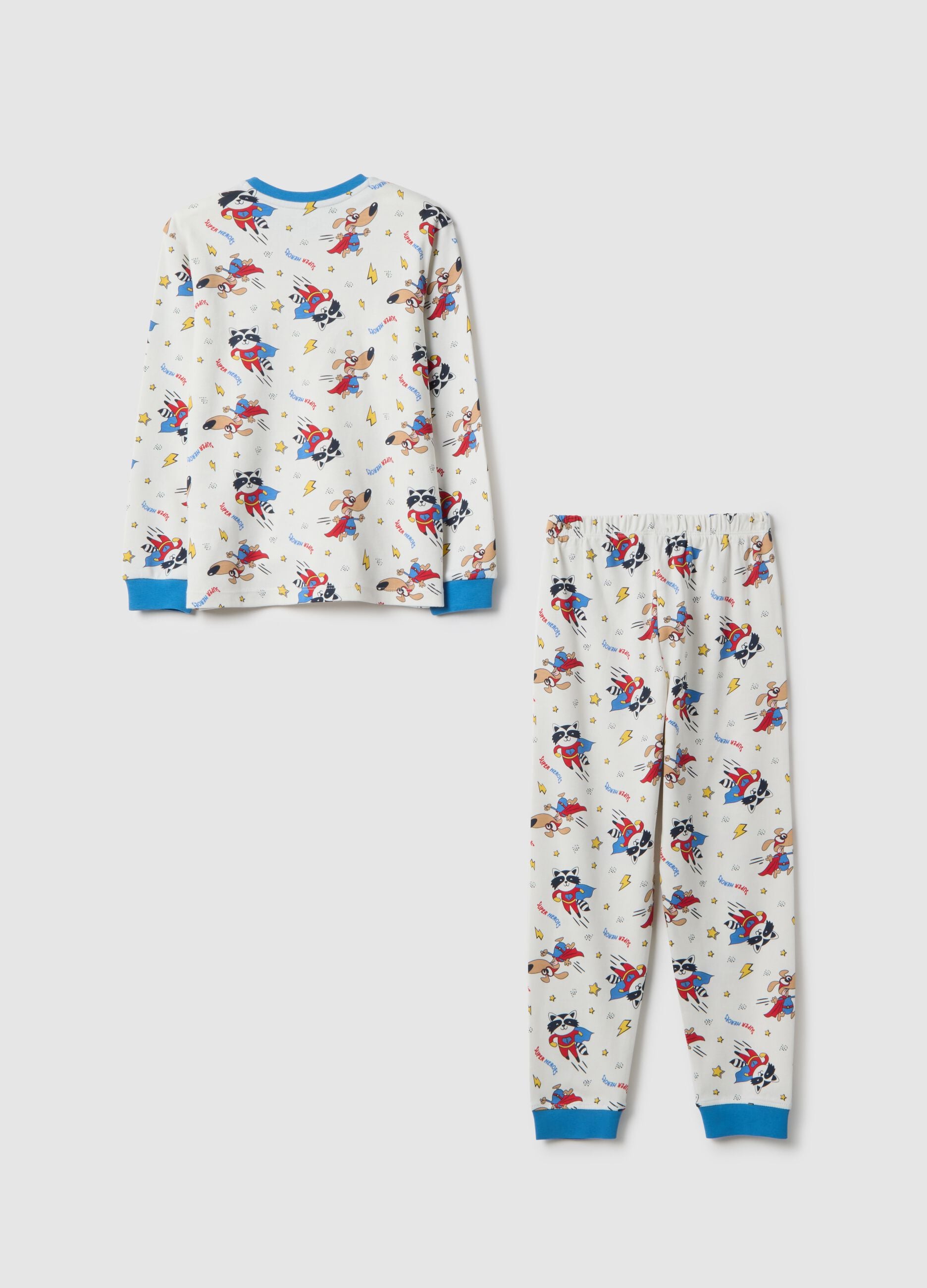 Kids' multicolour pure cotton regular fit pyjamas with print