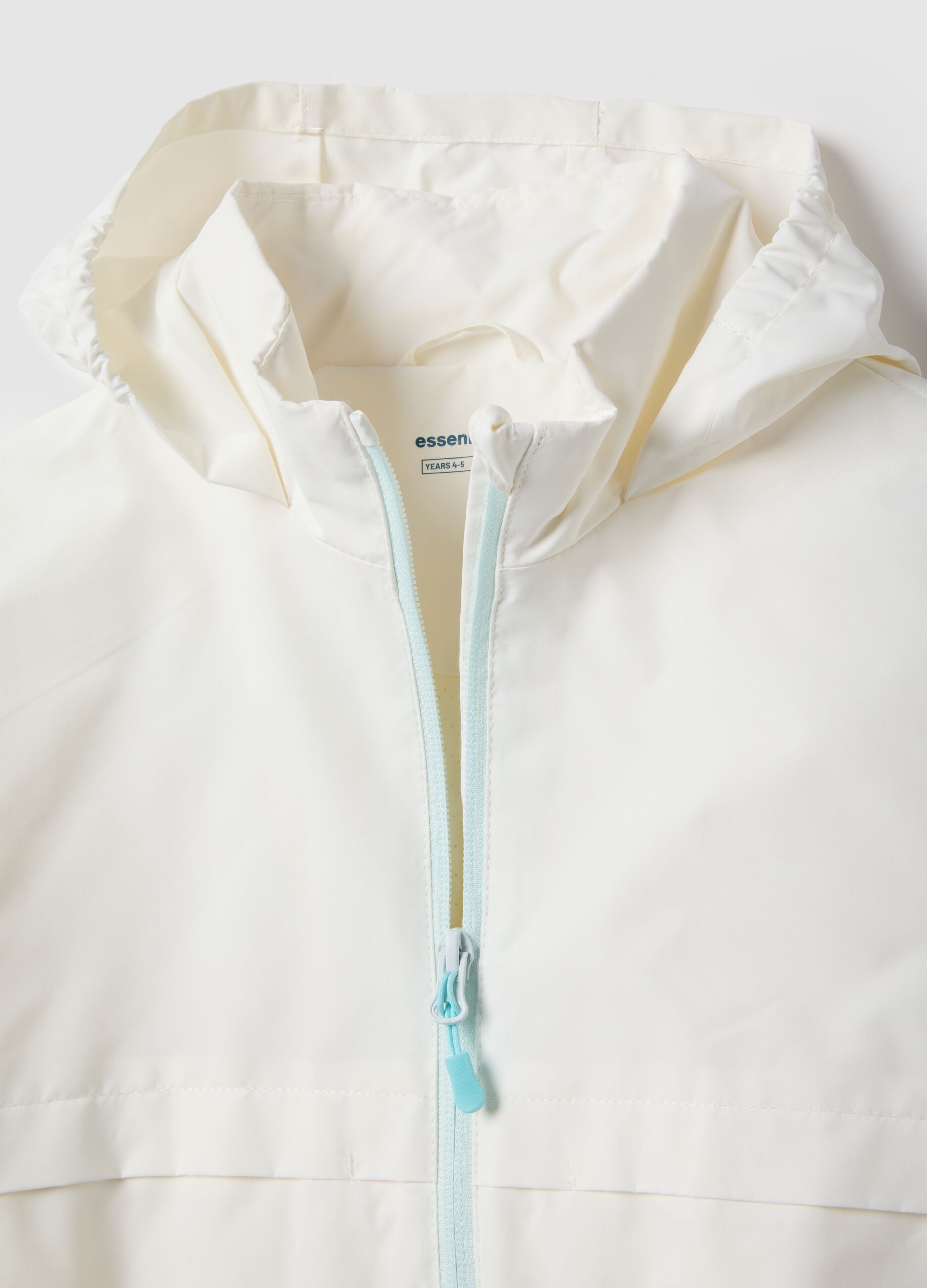 White lightweight girls' jacket regular fit with zip and hood