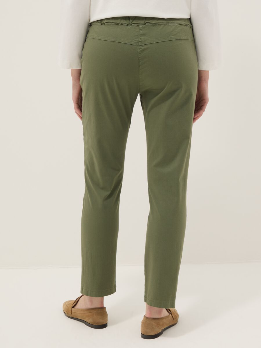 Green stretch-cotton trousers with drawstring_2